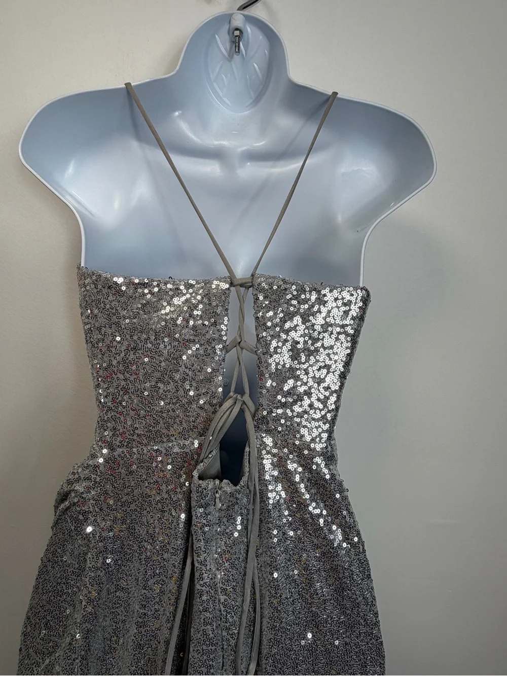 Sequin Corset Evening Gown in Silver - Picture 7 of 15